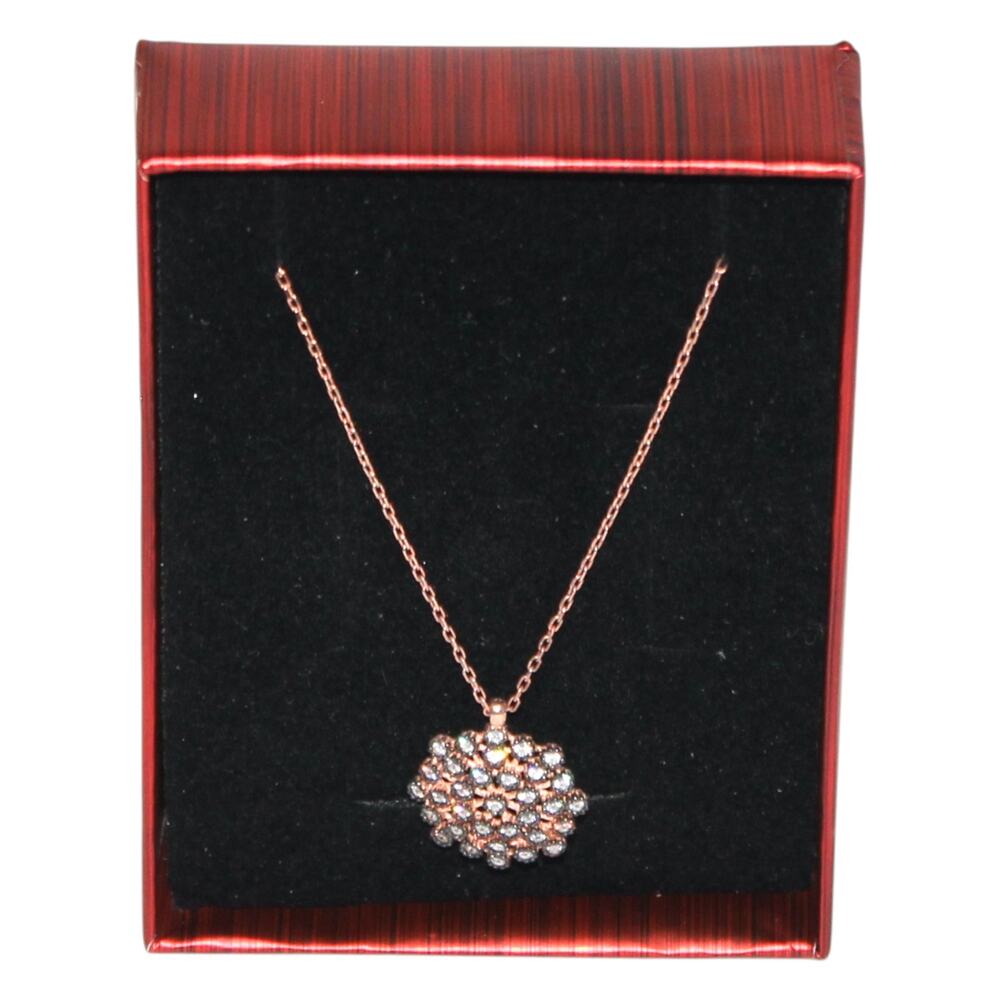 925 Stamped Silver Necklace White Crystal Flower - Picture 4 of 6